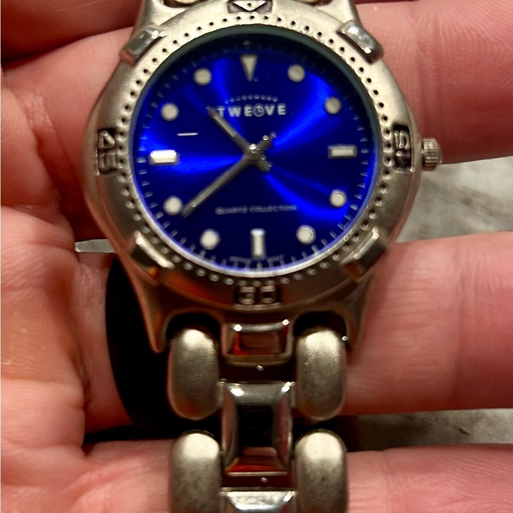 Women's Silver and Blue Watch